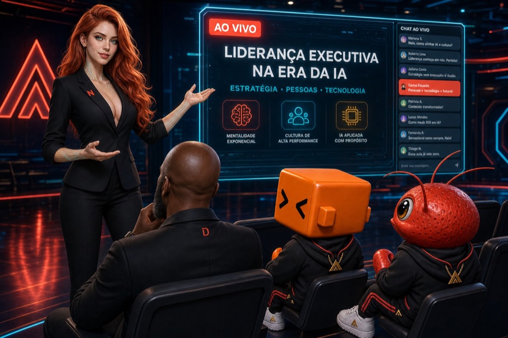 Webinar nativo ao vivo com chat — Liderança executiva na era da IA